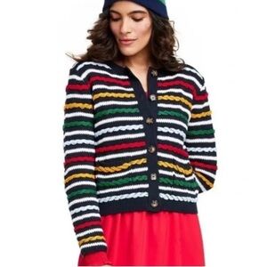 Striped Multicolor Button-Up Sweater cardigan la linge target